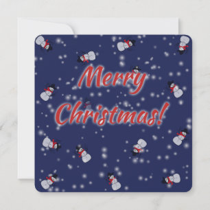 Snowmen and Glowing Snow Square Holiday Card