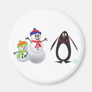 Snowmen and Penguin Magnet