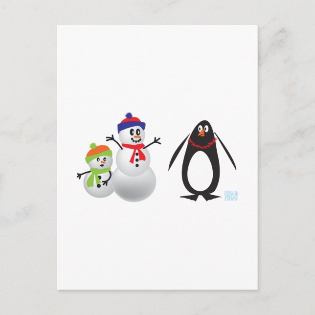 Snowmen and Penguin Postcard (Front)