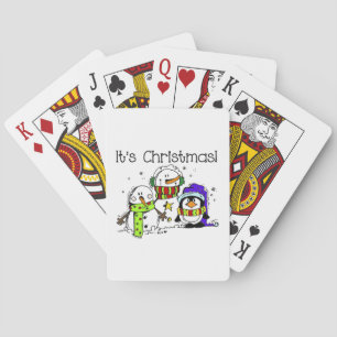 Snowmen and Penguins It's Christmas Playing Cards