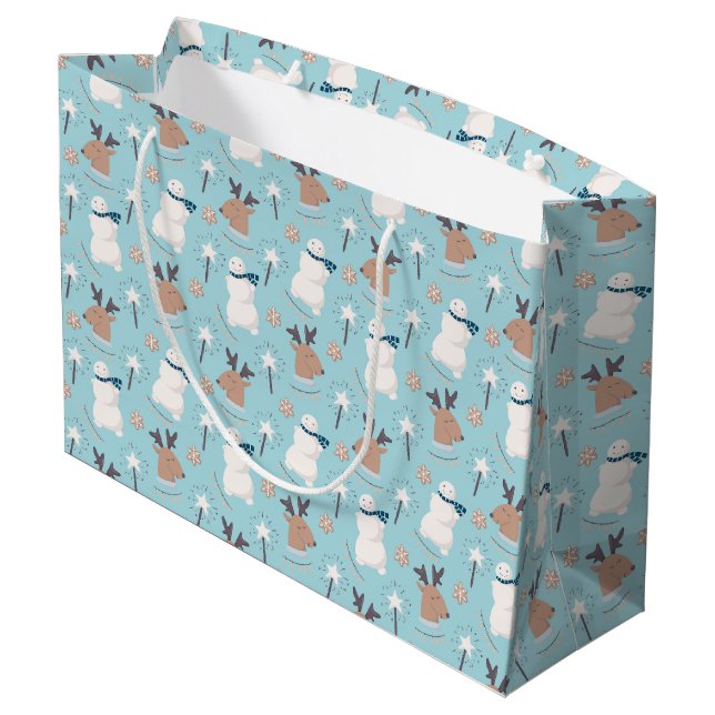 Snowmen and Reindeer  Large Gift Bag (Back Angled)