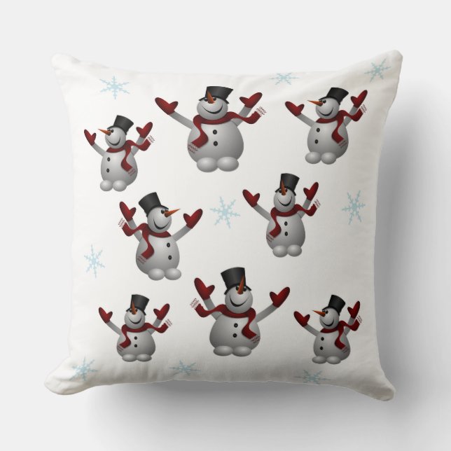 Snowmen and Snowflakes Cushion (Front)