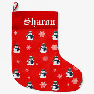 Snowmen and Snowflakes Large Christmas Stocking