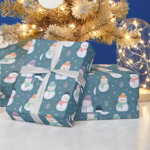 Snowmen and Snowflakes Modern Christmas Wrapping Paper
