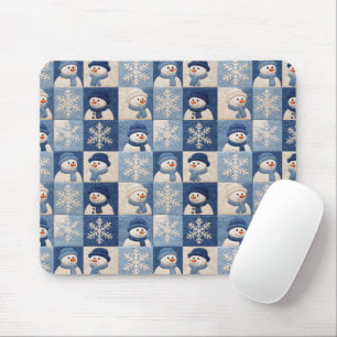 Snowmen and Snowflakes Quilt Pattern Mouse Pad