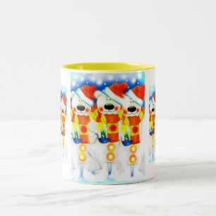 Snowmen at Christmas Two-Tone Coffee Mug
