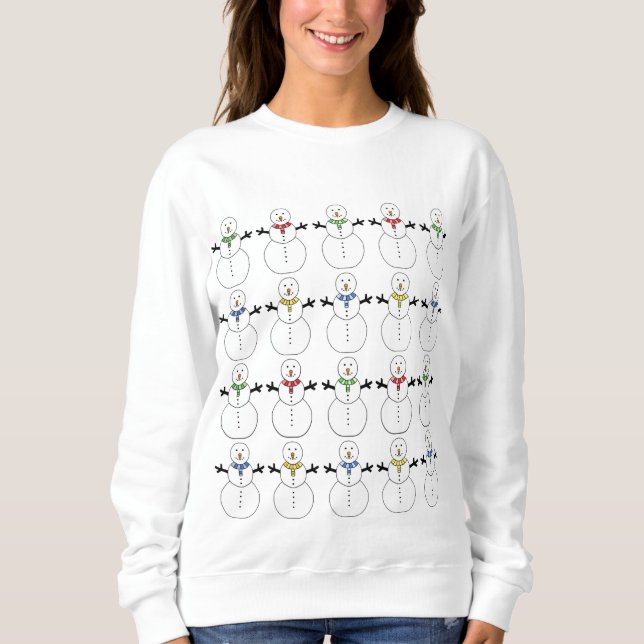 Snowmen Back and Front Ugly Christmas Sweater (Front)