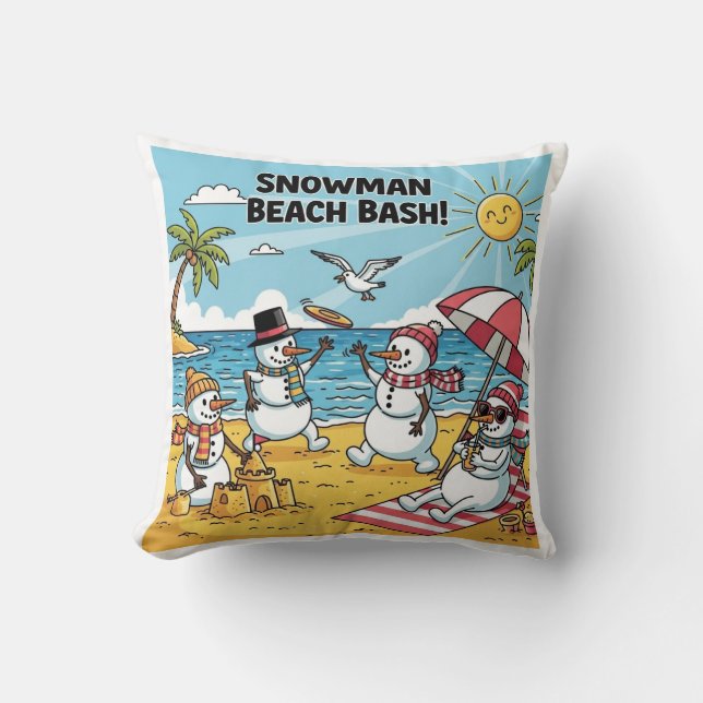 Snowmen Beach Bash Cushion (Front)