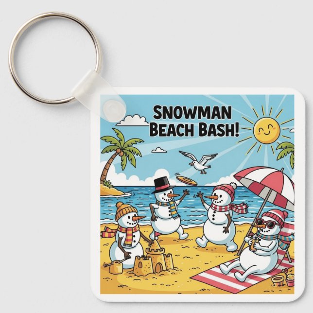Snowmen Beach Bash Key Ring (Front)