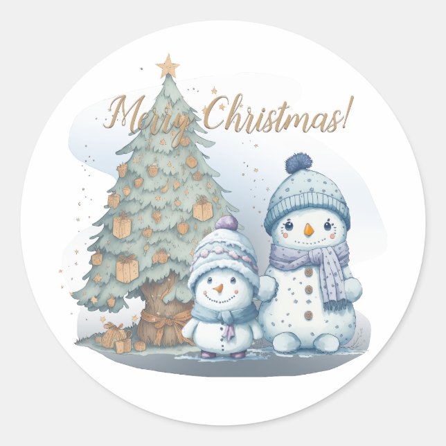 Snowmen bro Christmas Classic Round Sticker (Front)