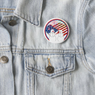 Snowmen Celebrating Independence 6 Cm Round Badge