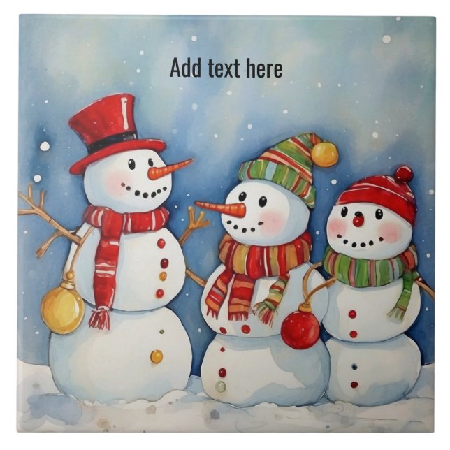 Snowmen Celebration Template Ceramic Tile (Front)