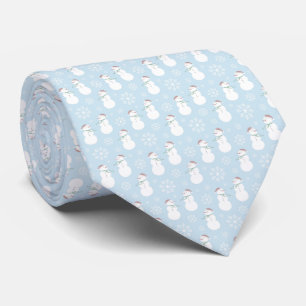 Snowmen Christmas Blue Pattern Tie