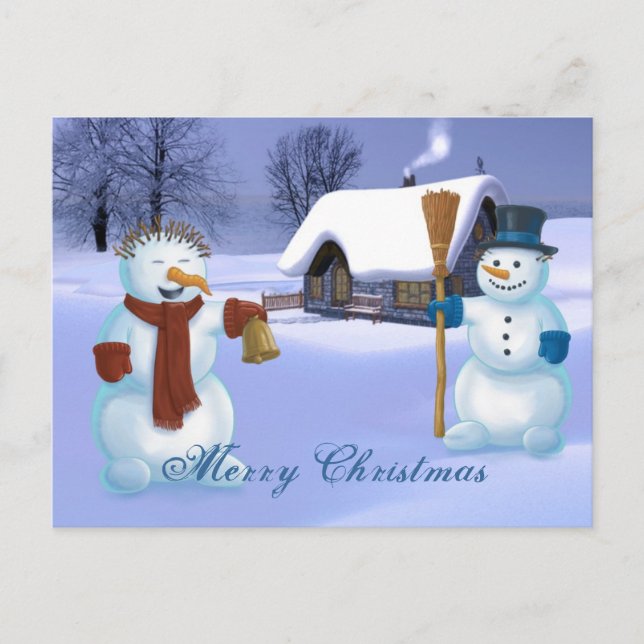 Snowmen Christmas Holiday Postcard (Front)