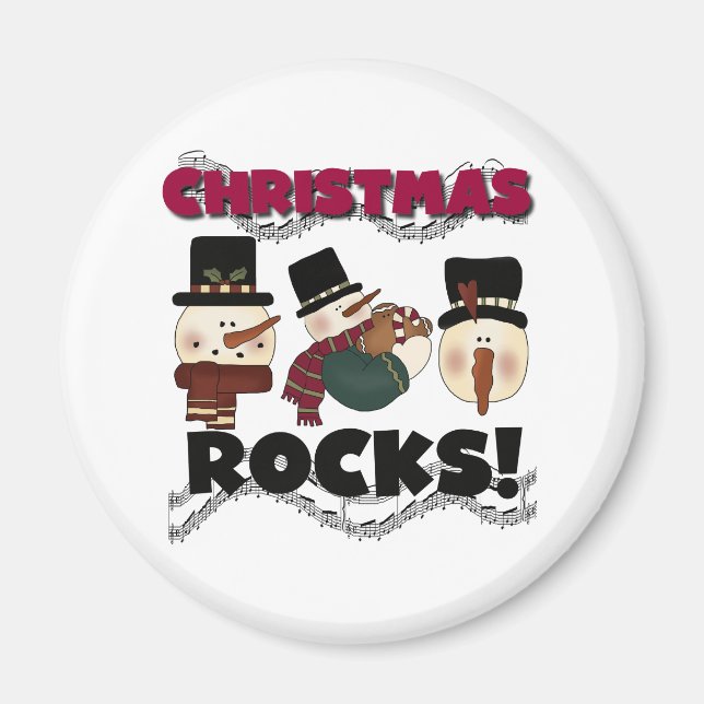 Snowmen Christmas Rocks Magnet (Front)