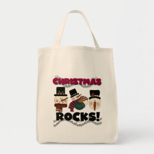 Snowmen Christmas Rocks Tote Bag