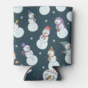 Snowmen Christmas: Vintage Snowfall Charm. Can Cooler