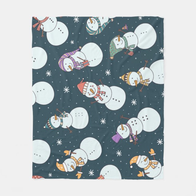 Snowmen Christmas: Vintage Snowfall Charm. Fleece Blanket (Front)