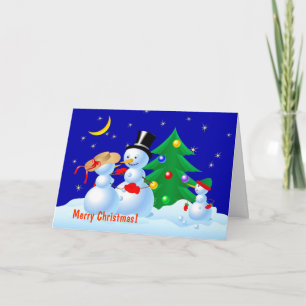 Snowmen Dancing Holiday Card