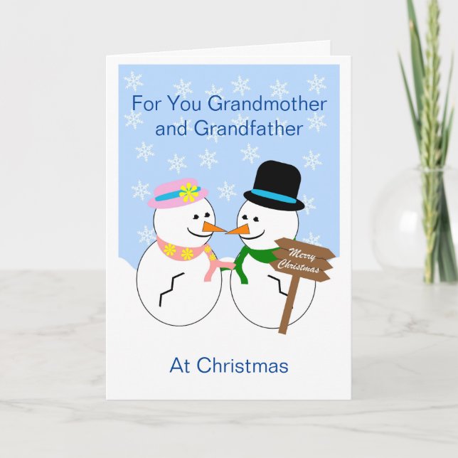 Snowmen Design Grandparents Christmas Holiday Card (Front)