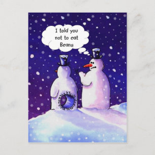 Snowmen, Don't eat beans!!!! Postcard