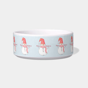 Snowmen Dressed for Winter Merry Christmas Dog Pet Bowl