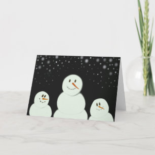 Snowmen Enjoying The Starry Night Painting Holiday Card