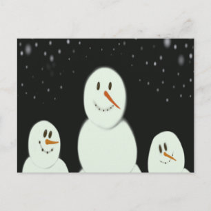 Snowmen Enjoying The Starry Night Painting Postcard