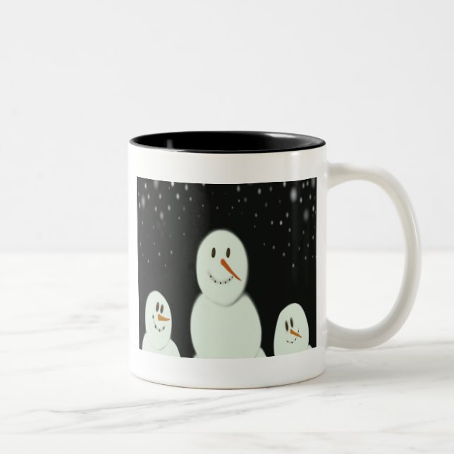 Snowmen Enjoying The Starry Night Painting Two-Tone Coffee Mug (Right)