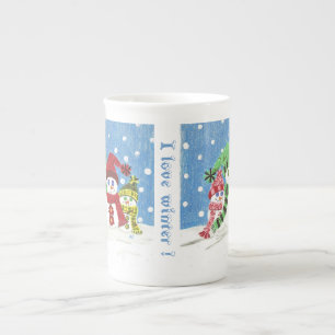 Snowmen family Bone China mug