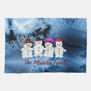Snowmen Family of Four Custom Kitchen Towels