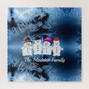 Snowmen Family of Four Personalised Puzzle