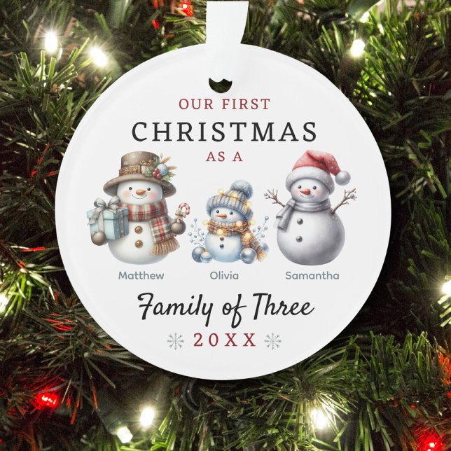 Snowmen Family of Three First Christmas Ornament (Creator Uploaded)