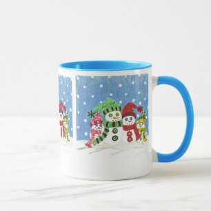 Snowmen family portrait mug