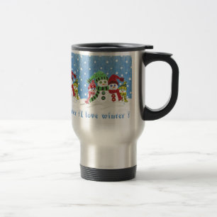 Snowmen family travel mug