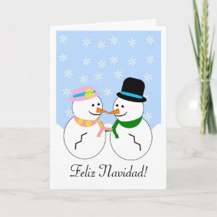 Snowmen Feliz Navidad Spanish Christmas Holiday Card