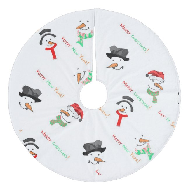 Snowmen Fleece Tree Skirt (Front)