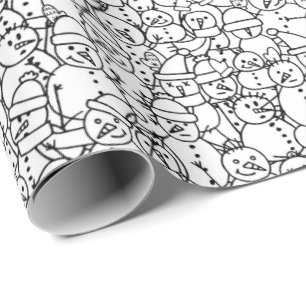 Snowmen Friends - Kids Coloring Wrapping Paper