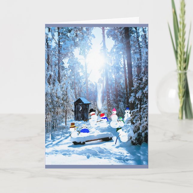 Snowmen Holiday Family Reunion Folded Card (Front)