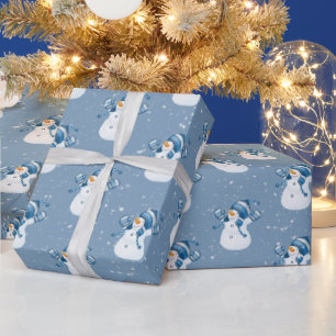 Snowmen in Snowflakes  Wrapping Paper