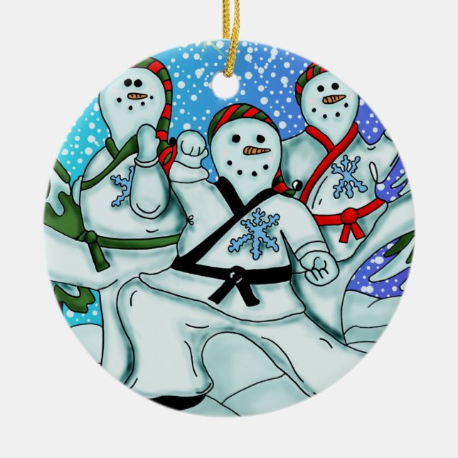 Snowmen karate Ornament (Front)
