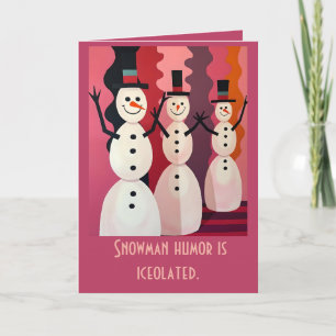 Snowmen Kitschmas Christmas Pink Theme Design Card