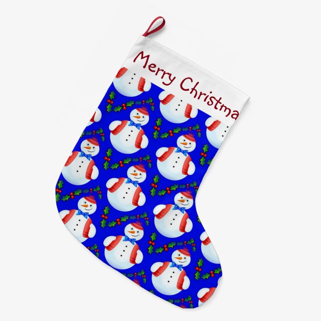 Snowmen Large Christmas Stocking (Front (Hanging))