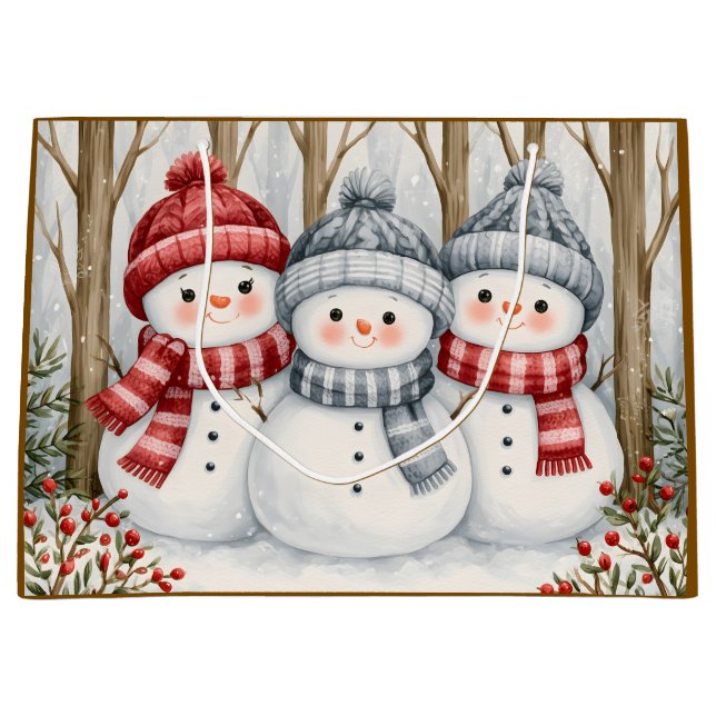 Snowmen Large Gift Bag (Front)
