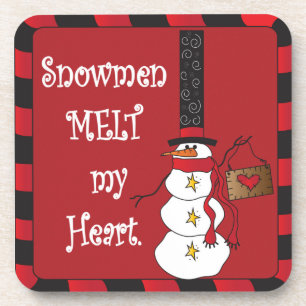 Snowmen Melt my Heart   Christmas Coaster