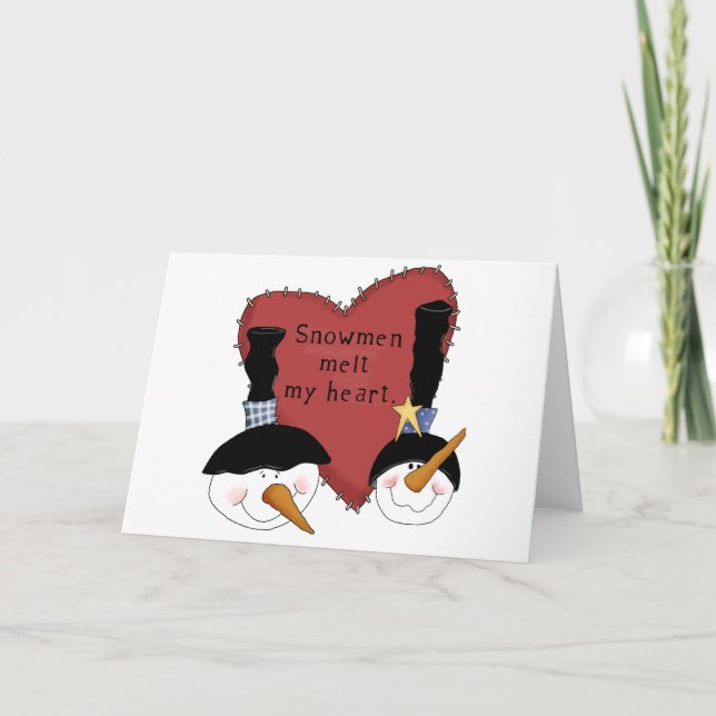 Snowmen Melt My Heart Tshirts and Gifts Holiday Card (Front)