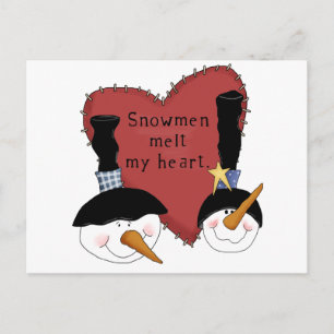 Snowmen Melt My Heart Tshirts and Gifts Postcard