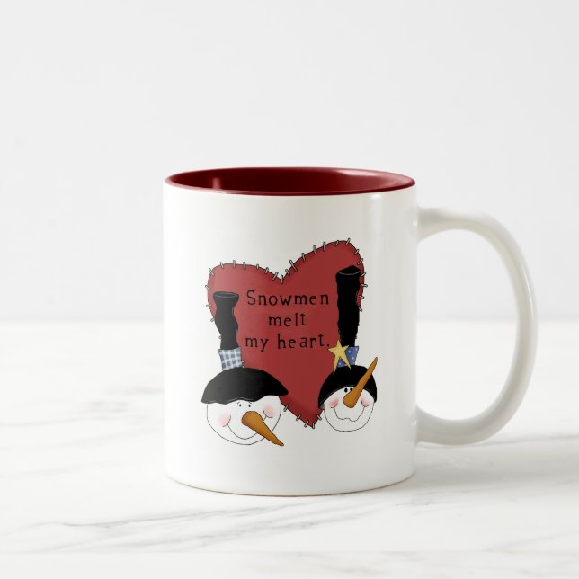 Snowmen Melt My Heart Tshirts and Gifts Two-Tone Coffee Mug (Right)