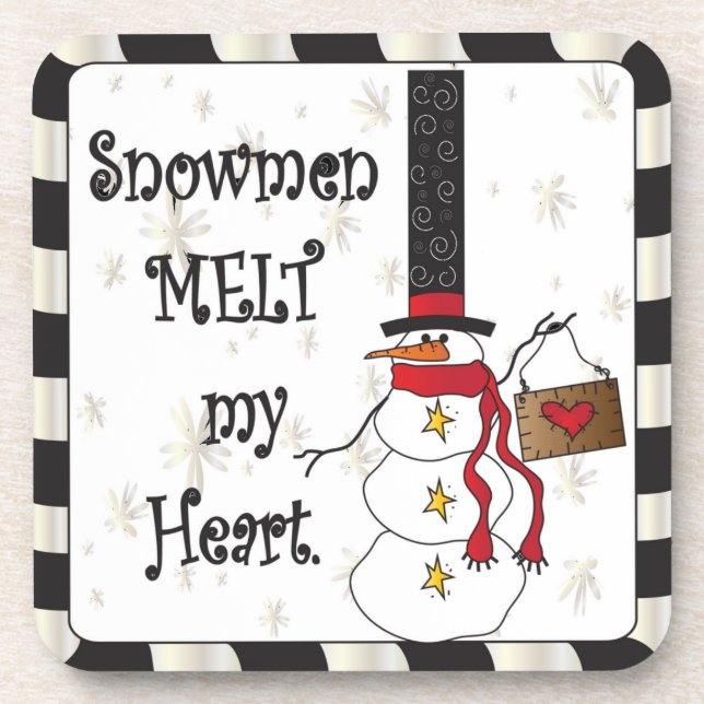 Snowmen Melt your Heart | Christmas Coaster (Front)