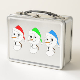 snowmen metal lunch box